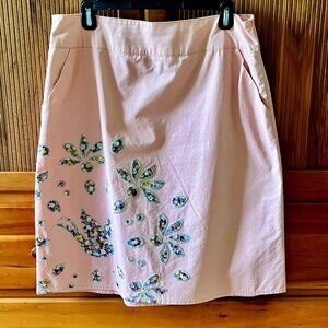DownEast Vintage Light Pink A Line Applique Skirt